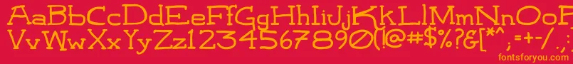 LeatherworkRegular Font – Orange Fonts on Red Background