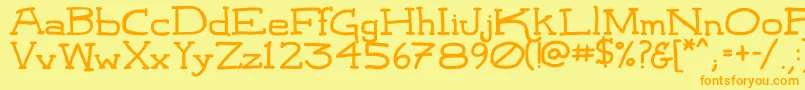 LeatherworkRegular Font – Orange Fonts on Yellow Background