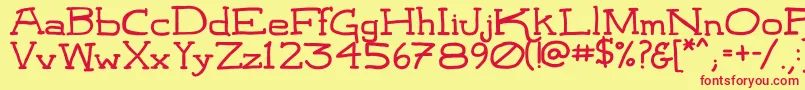 LeatherworkRegular Font – Red Fonts on Yellow Background