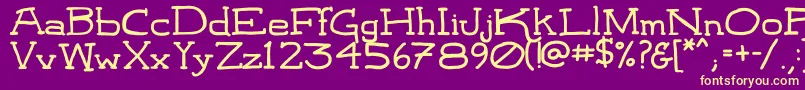 LeatherworkRegular Font – Yellow Fonts on Purple Background