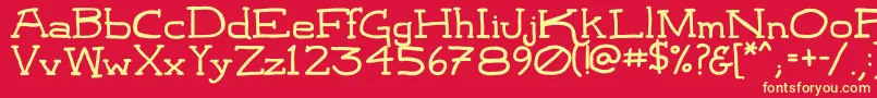 LeatherworkRegular Font – Yellow Fonts on Red Background