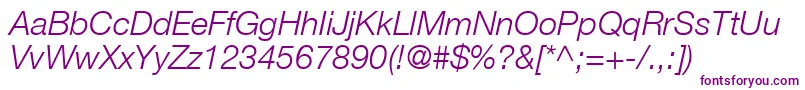 Czcionka ContextRepriseLightSsiLightItalic – fioletowe czcionki