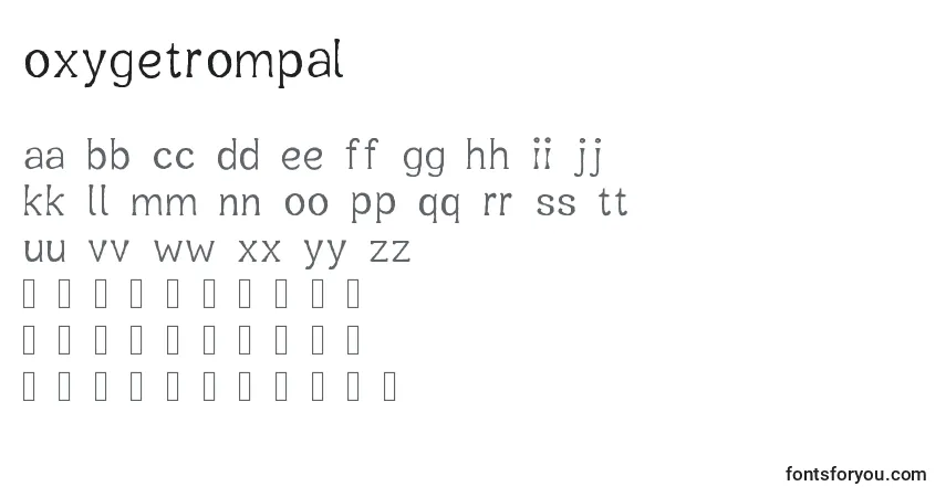 Schriftart Oxygetrompal – Alphabet, Zahlen, spezielle Symbole