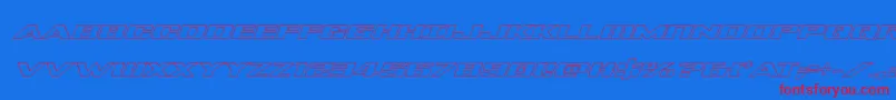 Tigersharkoutlineital-Schriftart – Rote Schriften auf blauem Hintergrund