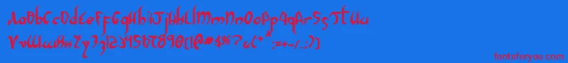 XaphanIiBold-Schriftart – Rote Schriften auf blauem Hintergrund