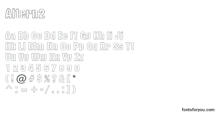 Altern2-fontti – aakkoset, numerot, erikoismerkit