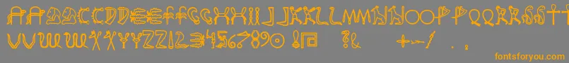 Fakeglyph-Schriftart – Orangefarbene Schriften auf grauem Hintergrund