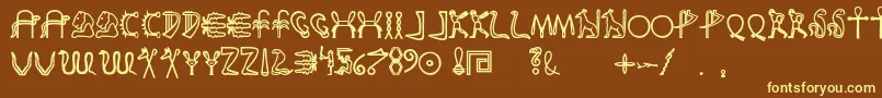 Fakeglyph-fontti – keltaiset fontit ruskealla taustalla