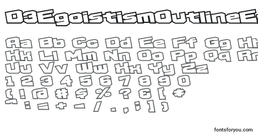 D3EgoistismOutlineExtra-fontti – aakkoset, numerot, erikoismerkit