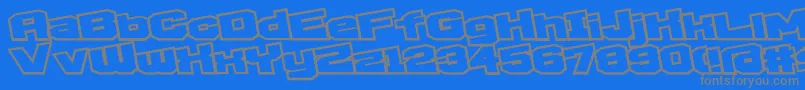 フォントD3EgoistismOutlineExtra – 青い背景に灰色の文字