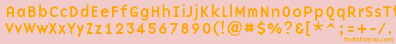 フォントBaseninec – オレンジの文字がピンクの背景にあります。