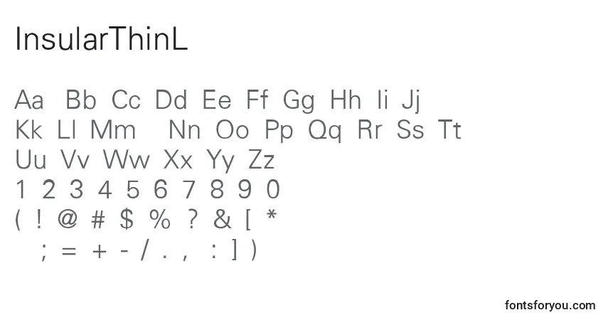 Шрифт InsularThinLight – алфавит, цифры, специальные символы