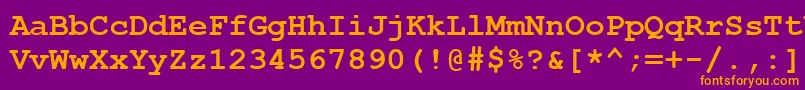 CourierNewCeBold Font – Orange Fonts on Purple Background
