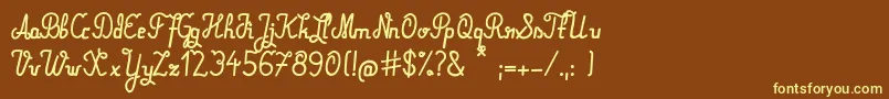 Mareke-fontti – keltaiset fontit ruskealla taustalla