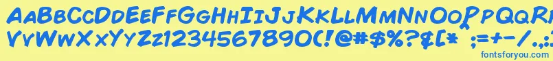 ComicBookBold Font – Blue Fonts on Yellow Background