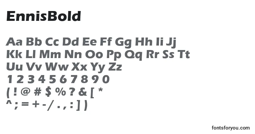 Шрифт EnnisBold – алфавит, цифры, специальные символы