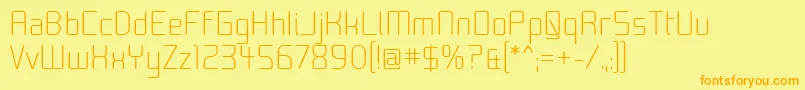 フォントMoon00 – オレンジの文字が黄色の背景にあります。