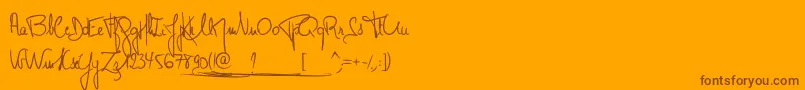MonsieurPomme-Schriftart – Braune Schriften auf orangefarbenem Hintergrund