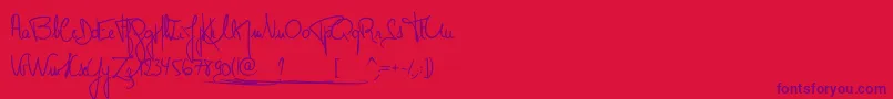 MonsieurPomme-Schriftart – Violette Schriften auf rotem Hintergrund