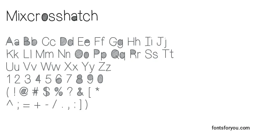 Czcionka Mixcrosshatch – alfabet, cyfry, specjalne znaki