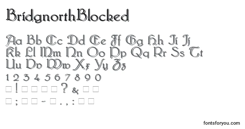 A fonte BridgnorthBlocked – alfabeto, números, caracteres especiais