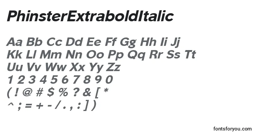 PhinsterExtraboldItalic Font – alphabet, numbers, special characters
