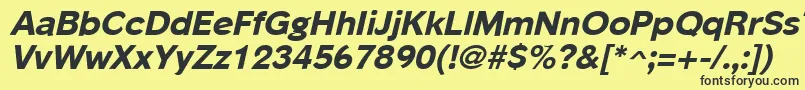 Fonte PhinsterExtraboldItalic – fontes pretas em um fundo amarelo