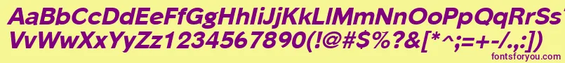 PhinsterExtraboldItalic Font – Purple Fonts on Yellow Background