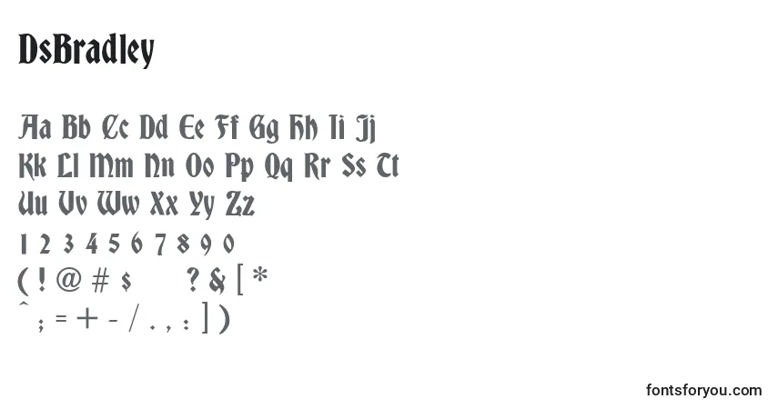 characters of dsbradley font, letter of dsbradley font, alphabet of  dsbradley font