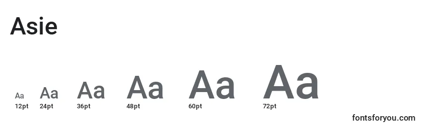 Размеры шрифта Asie
