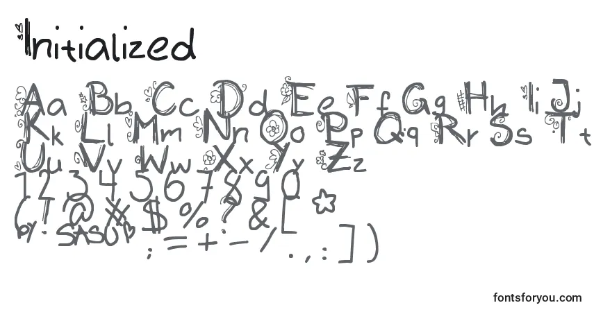 Schriftart Initialized – Alphabet, Zahlen, spezielle Symbole