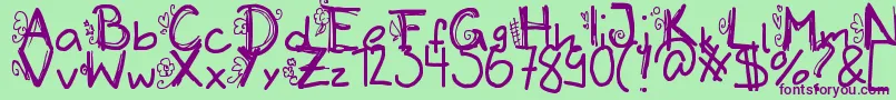 Initialized Font – Purple Fonts on Green Background