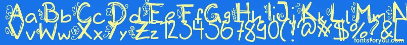 Initialized Font – Yellow Fonts on Blue Background