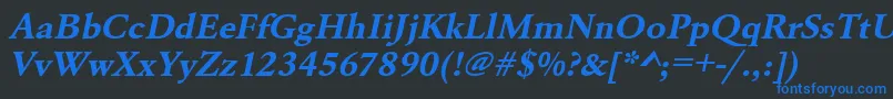UrwgaramondtwidBoldOblique Font – Blue Fonts on Black Background