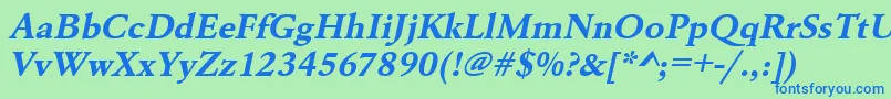 UrwgaramondtwidBoldOblique Font – Blue Fonts on Green Background