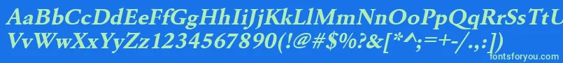 UrwgaramondtwidBoldOblique Font – Green Fonts on Blue Background