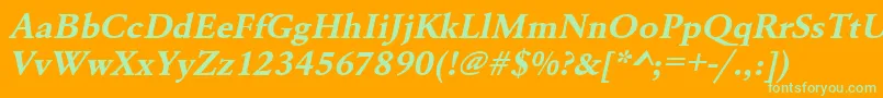 UrwgaramondtwidBoldOblique Font – Green Fonts on Orange Background