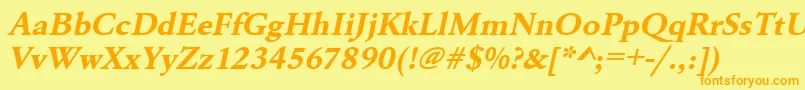 UrwgaramondtwidBoldOblique Font – Orange Fonts on Yellow Background