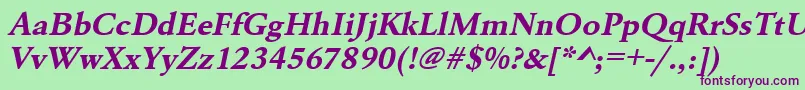 UrwgaramondtwidBoldOblique Font – Purple Fonts on Green Background