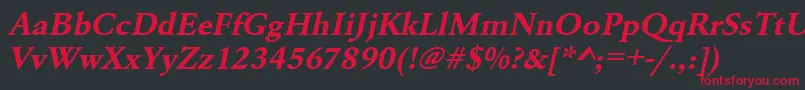 UrwgaramondtwidBoldOblique Font – Red Fonts on Black Background