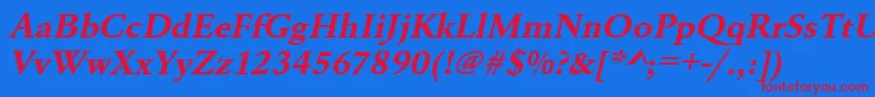 UrwgaramondtwidBoldOblique Font – Red Fonts on Blue Background