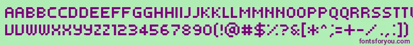 Fonte PfTempestaFiveCondensed – fontes roxas em um fundo verde