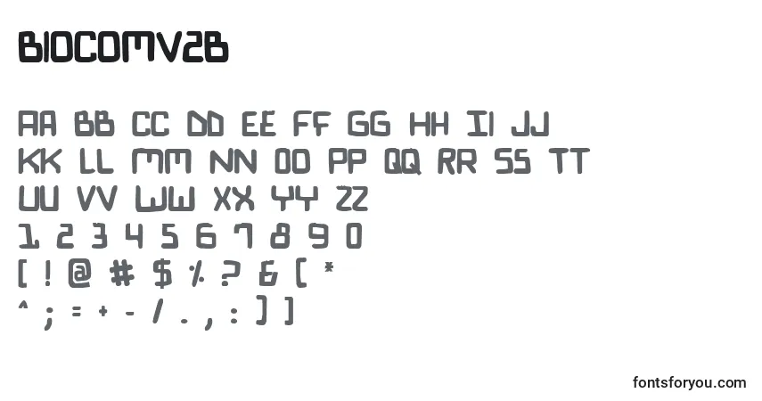 Schriftart Biocomv2b – Alphabet, Zahlen, spezielle Symbole