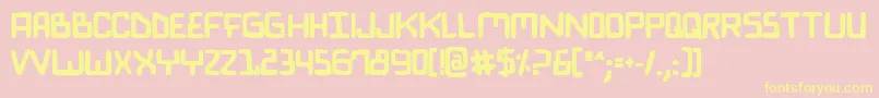 Biocomv2b-Schriftart – Gelbe Schriften auf rosa Hintergrund