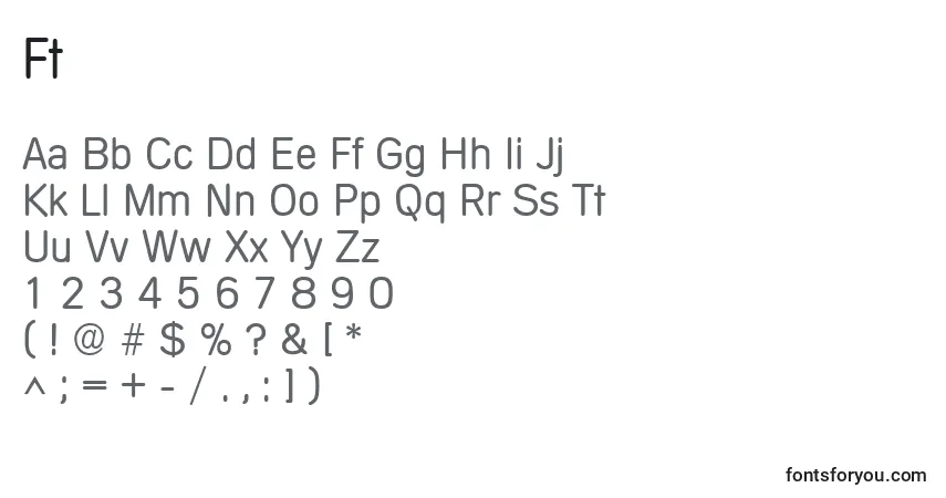 A fonte Ft – alfabeto, números, caracteres especiais