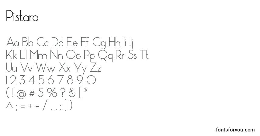 Schriftart Pistara – Alphabet, Zahlen, spezielle Symbole
