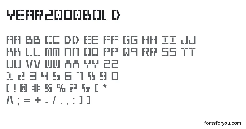 A fonte Year2000Bold – alfabeto, números, caracteres especiais