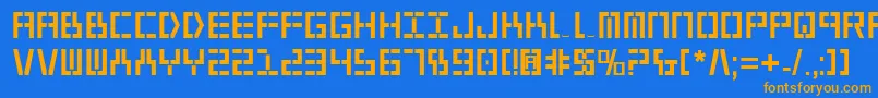 フォントYear2000Bold – オレンジ色の文字が青い背景にあります。