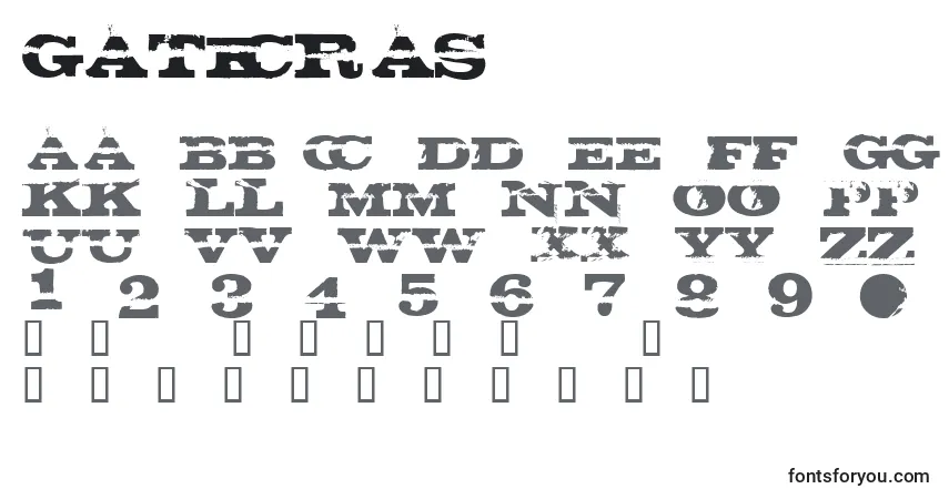 Fuente Gatecras - alfabeto, números, caracteres especiales