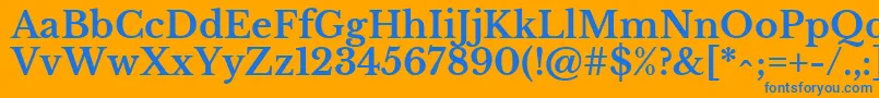LibrebaskervilleBold-Schriftart – Blaue Schriften auf orangefarbenem Hintergrund